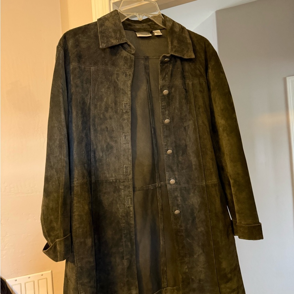 Chico's Dark Gray Suede 100% Leather Jacket